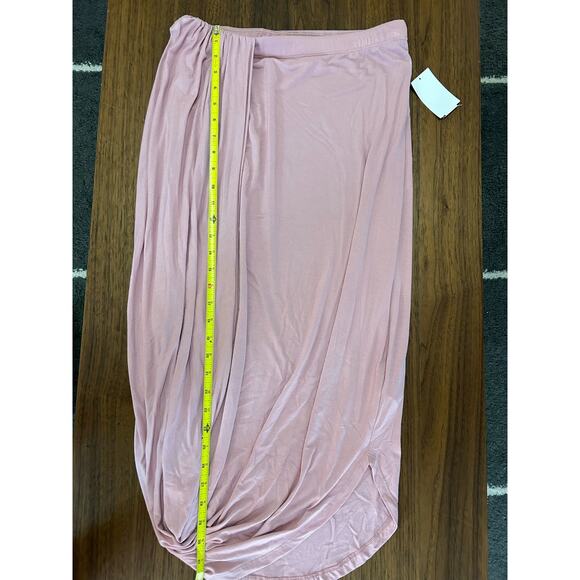 Free People FP Beach Womens Ruched Daphne Pull-on Midi Skirt Pink Size XS - Picture 7 of 8